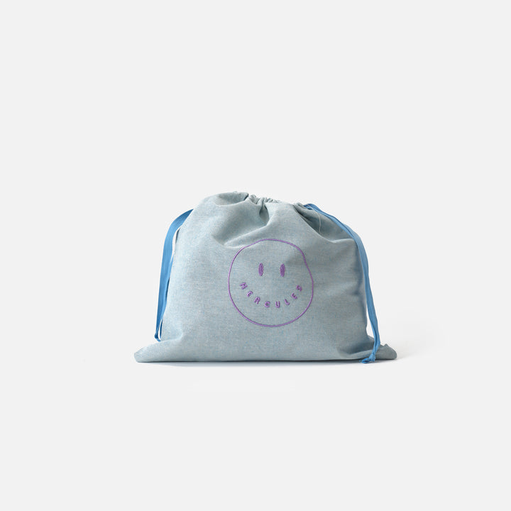 Funda bordada Smiley Celeste