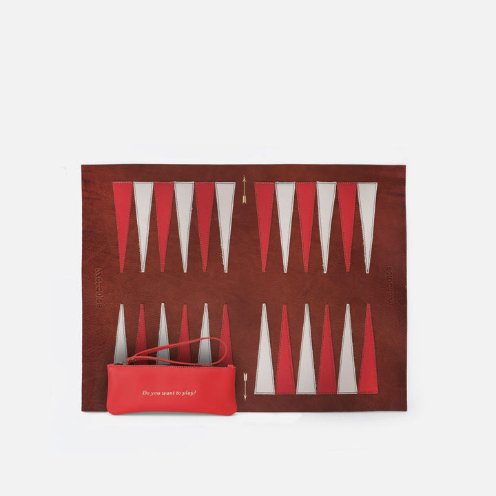Pack Backgammon grande Tan de Mercules – backgammon de piel tan con tablero grande, hecho a mano en España